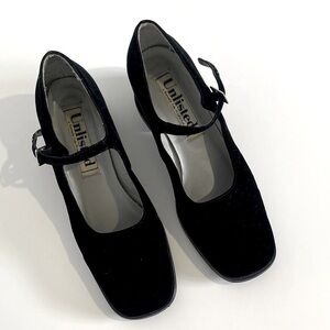 Unlisted Black Velvet Mary Jane Heels with Ankle Strap